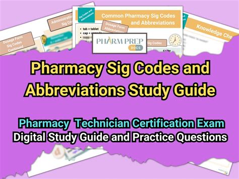 Study Guide Medication Sig Codes And Abbreviations Pharmacy Technician