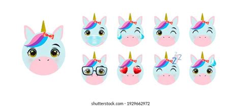 Emoticon Emoji Pony Face Set Pony Stock Illustration 1929288002