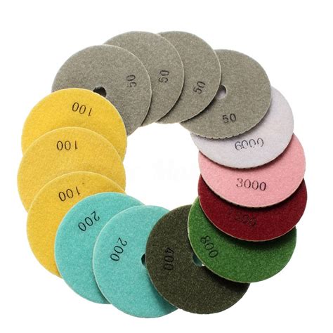 Pc Inch Diamond Polishing Pads Wet Dry Set Kit Grandado