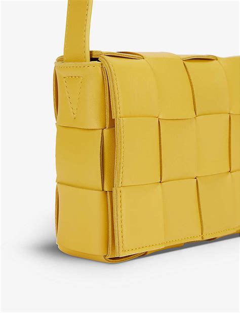 Bottega Veneta Cassette Intrecciato Leather Cross Body Bag In Yellow Lyst