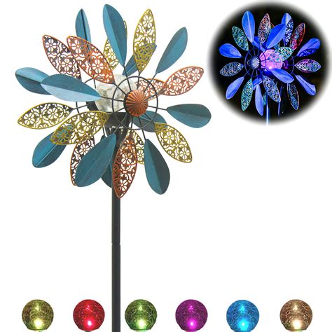 Solar Wind Spinner Arabesque AIF4 75in Multi Color Seasonal LED Solar