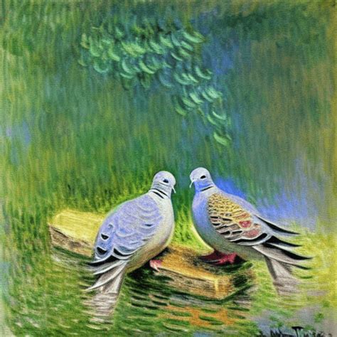 Two Turtle Doves Monet Painting · Creative Fabrica