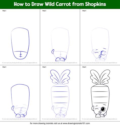 How To Draw Wild Carrot From Shopkins Printable Step By Step Drawing