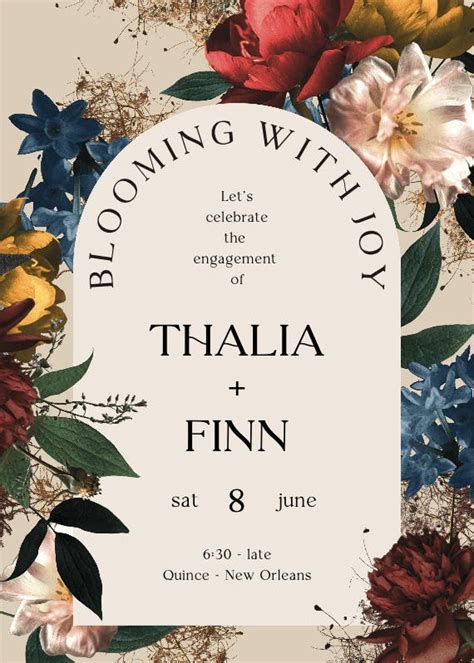 Dramatic Blooms - Engagement Party Invitation Template | Greetings Island