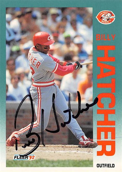 Billy Hatcher autographed Baseball Card (Cincinnati Reds) 1992 Fleer #409