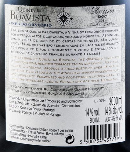 Quinta Da Boavista Vinha Do Orat Rio Vinhas Velhas Tinto L