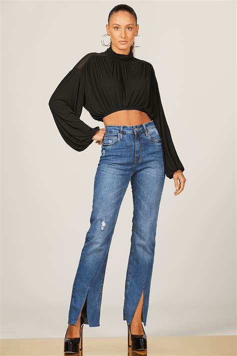 Blusa Gola Alta Transparência Lisa Preto Preto