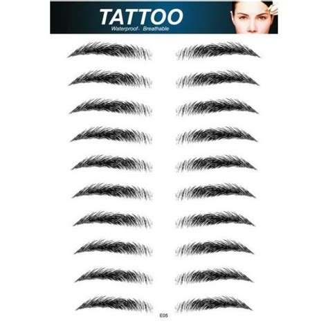 Faux Tatouage Réaliste Pour Hommes 10 Paires De Faux Sourcils Noirs