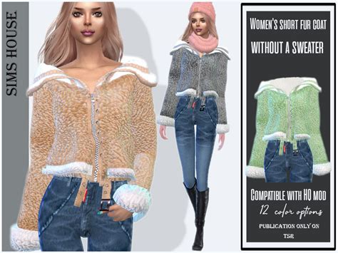 The Sims Resource Women S Short Fur Coat Without A Sweater