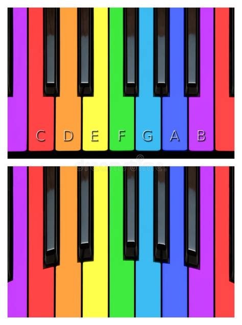 Colourful Piano Keys, Keyboard In Rainbow Colours Stock Illustration ...