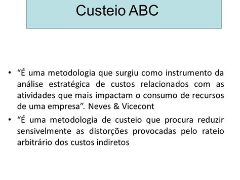 Exemplo De Sistema De Custeio Abc Novo Exemplo