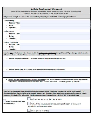 FREE 30+ Development Worksheet Samples in PDF | MS Word