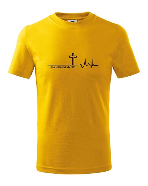 Jesus Saved My Life kříž ekg Tričko dětské bavlněné MyShirt cz