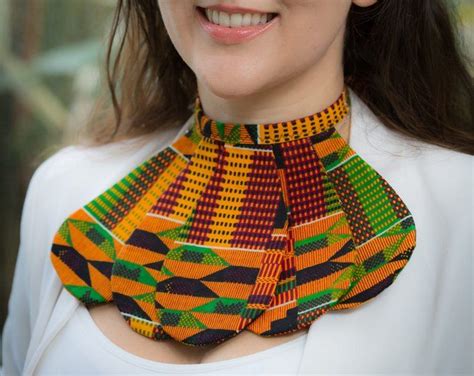 African Fabric Necklace Handmade Dashiki Kente Ankara African Print Rope Cloth Necklace