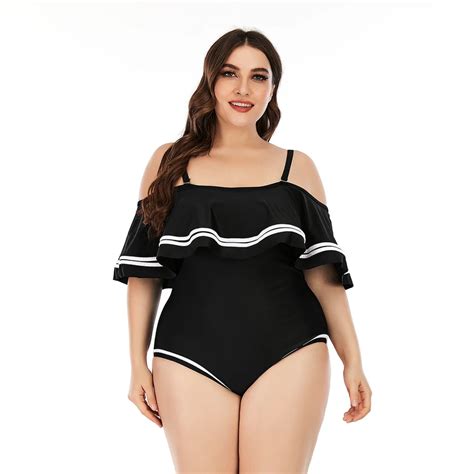 2022 Women Plus Size One Piece Swimsuit Solid Push Up Swimwear Larges Big Plussize Swimming