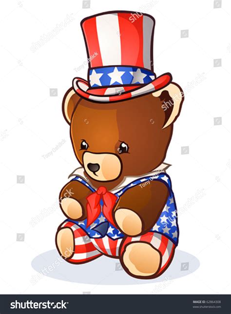 Uncle Sam Teddy Bear Cartoon Character Stock Vector (Royalty Free ...