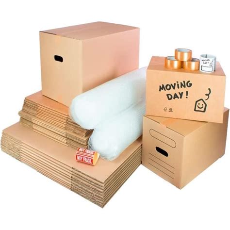 Lot de 10 boîtes en carton avec poignées 50 x 30 x 30 cm 10 boîtes en