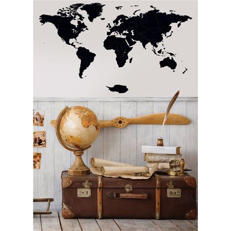 Дървена карта за стена - черна, 130х75 см - eMAG.bg