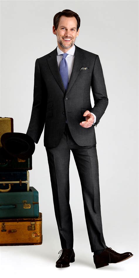 Dark Gray Sharkskin Suit Mens Suits Black Lapel