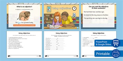 Using Adjectives Lesson Pack For 3rd 5th Grade Twinkl Worksheets