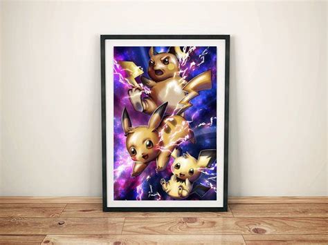 Pokemon Pikachu Evolution Poster Print Fanart Wall Art Pokemon Raichu