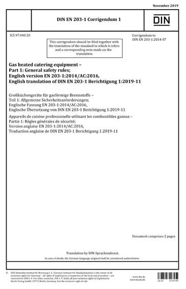 Din En Berichtigung Gas Heated Catering Equipment Part