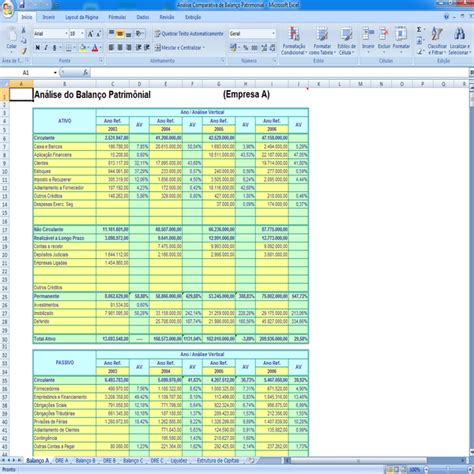 Planilha Excel An Lise Comparativa De Balan O Patrimonial Rgb Hotmart