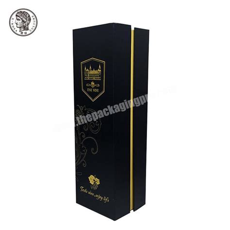 Paper Wine Boxes Packing Custom Made Luxury Black Rigid Cardboard