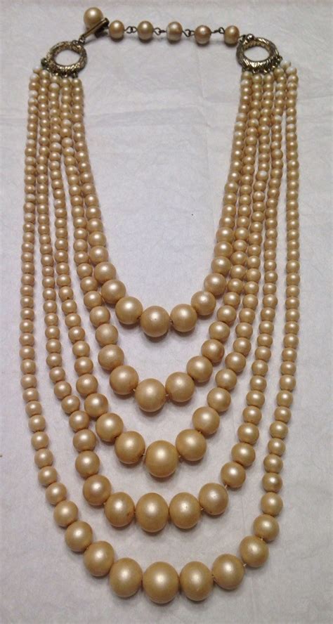 Vintage Multi Strand Pearl Bead Necklace Faux By Justjewelrymaking