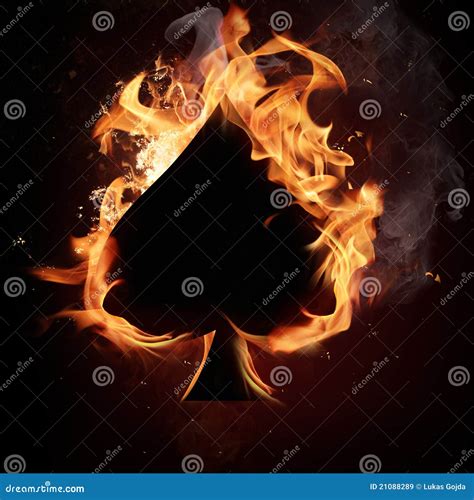 Spades Card In Fire Stock Image Image Of Winning Black 21088289