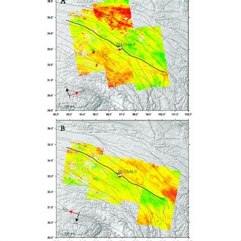 InSAR LOS Velocity Fields For A Ascending Tracks A70 A172 And A99