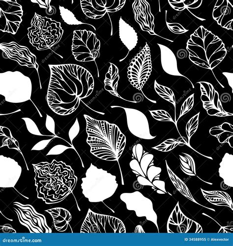 Seamless Pattern Of Leaves Stock Vector Illustration Of Drawing