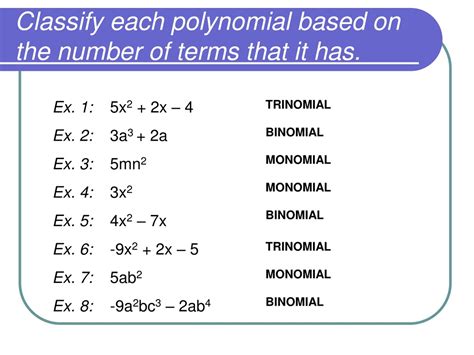 Ppt Classifying Polynomials Powerpoint Presentation Free Download Id479837