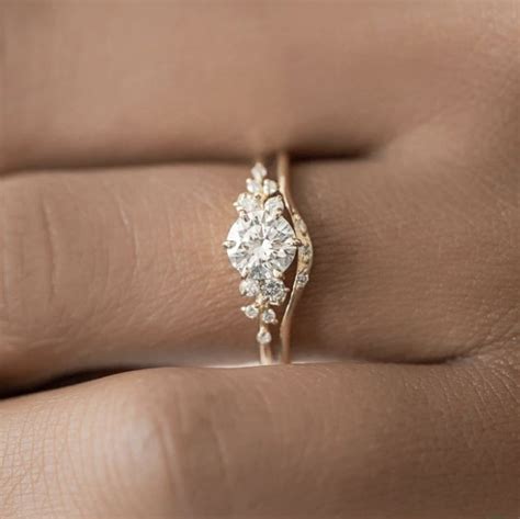 Snowdrift Ring Round Cut Diamond Handcrafted Engagement Ring