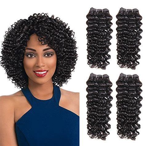 Sleek 4 Bundles Of Short Jerry Curl Weave Human Hair Sew In Hair