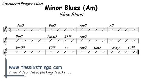 Minor Blues Advanced Progression Backing Track Am 27 Slow Blues Youtube