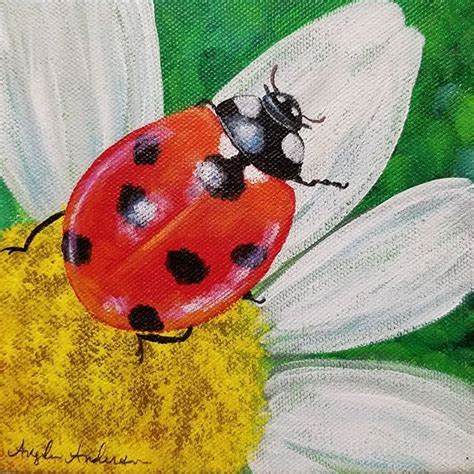 Ladybug Acrylic Painting Tutorial By Angela Anderson On Youtube Ladybug Ladybird Insectart