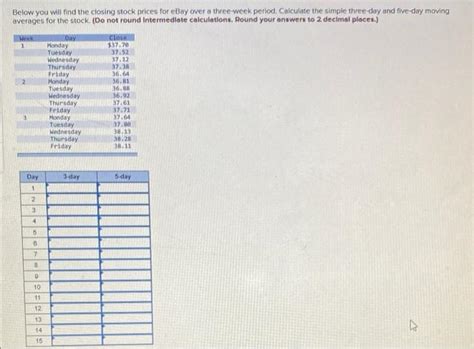 Solved Below You Will Find The Closing Stock Prices For Ebay Chegg