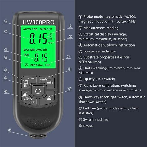 Coating Thickness Gauge Car Paint Film Thickness Meter HW300PRO