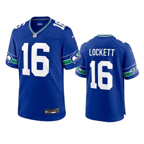 Seattle Seahawks Tyler Lockett Royal Throwback Game Jersey - Jerseyok Shop