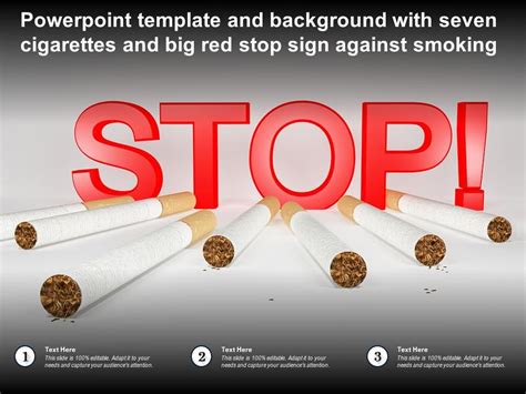 Powerpoint Template And Background With Seven Cigarettes And Big Red