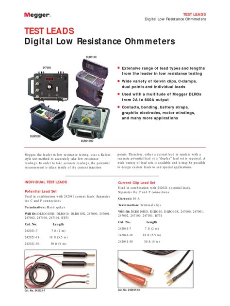 Ductor Tester Test - Leads - DLRO - USen - V04 | PDF | Switch | Manufactured Goods