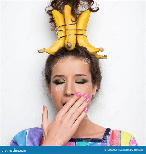 Beautiful Girl And Bananas Stock Image Image 13888001