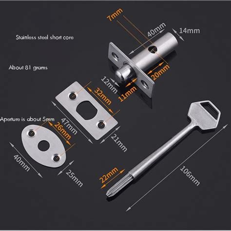 Verrous Short Core Tube Porte Coupe Feu En Acier Inoxydable Serrure