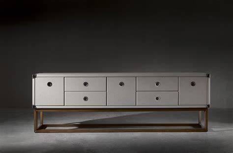 Compass 240 Cm Sideboard Finish Woodeco Leather Brown Leather