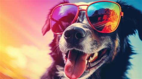 Premium Photo Close Up Of A Dog Wearing Sunglasses