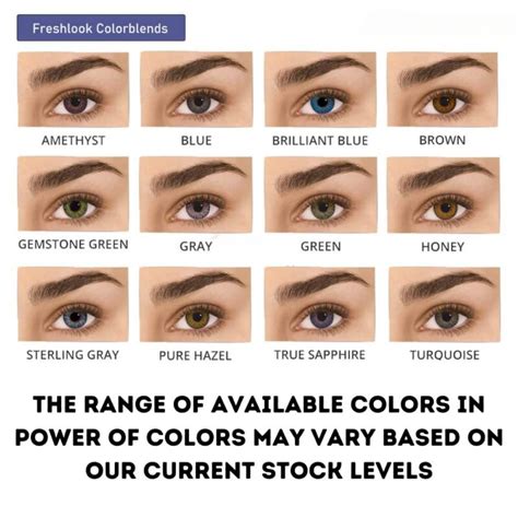 Freshlook Colorblends Toric Color Chart