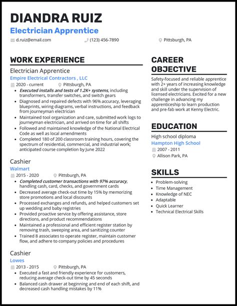 Electrical Apprentice Resume Template Prntbl Concejomunicipaldechinu