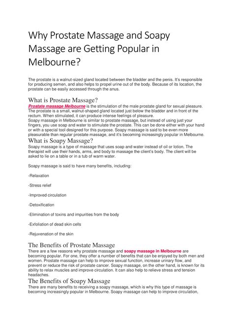 Ppt Why Prostate Massage And Soapy Massage Are Getting Popular In Melbourne Powerpoint