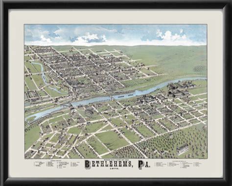 Bethlehem PA 1878 Restored Map | Vintage City Maps